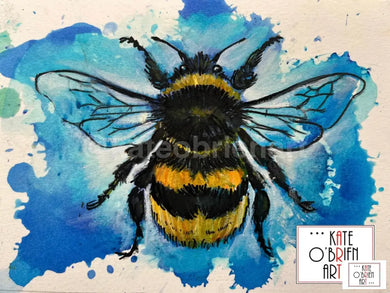 Blue Bumble Bee Art Print Manchester
