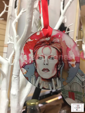 David Bowie Circular Glass Ornament