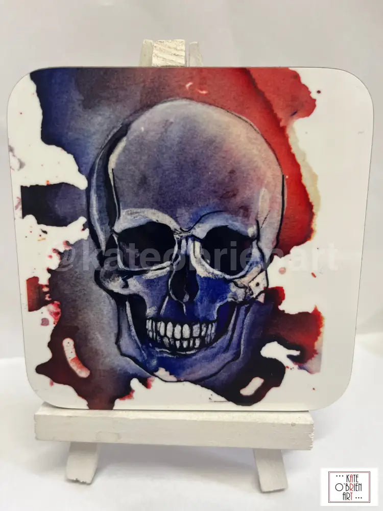 Orange/Purple Skull Printed Wooden Magnet