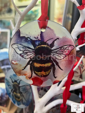 Purple/ Orange Bumble Bee Glass Decoration
