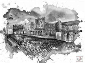 Stockport Market Place Produce Hall In Monochrome Art Print