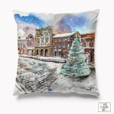 Stockport Produce Hall Marketplace Christmas Cushion