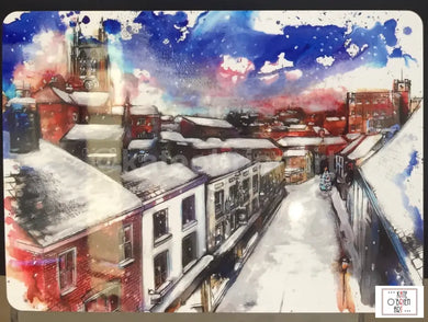 Stockport Underbank Snow Covered Rooftops Christmas Placemat