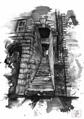 The Devils Steps Stockport In Monochrome Art