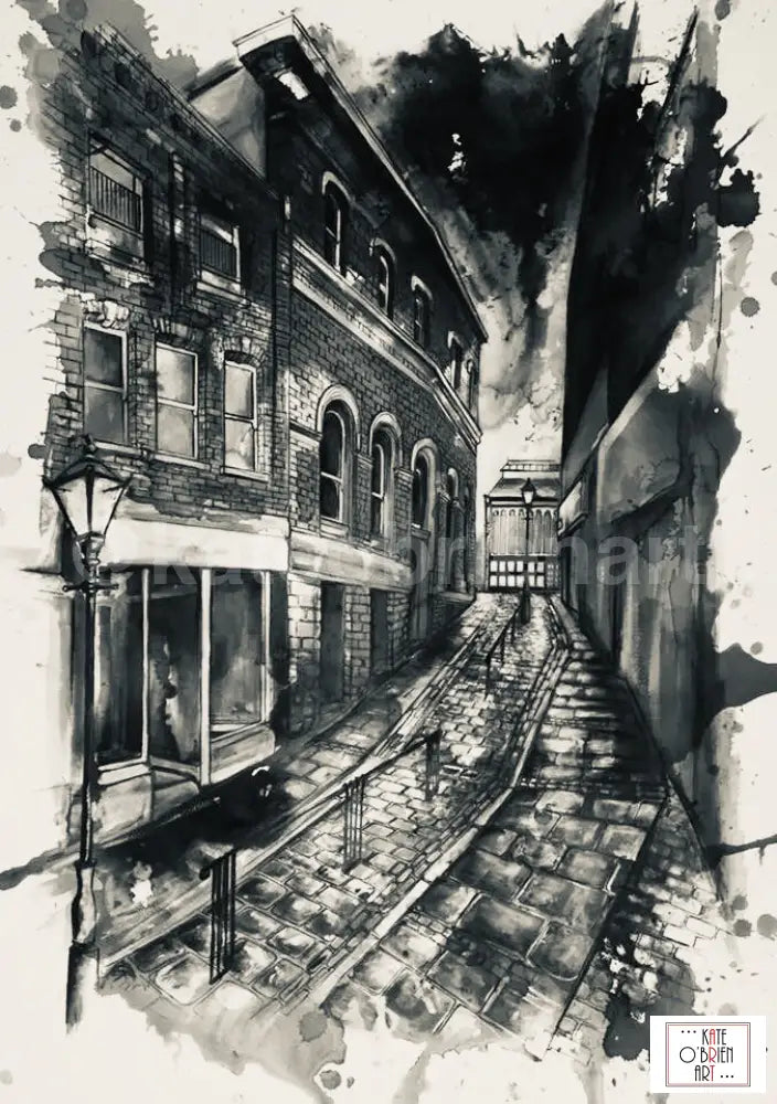 The Market Brow Stockport In Monochrome Art Print